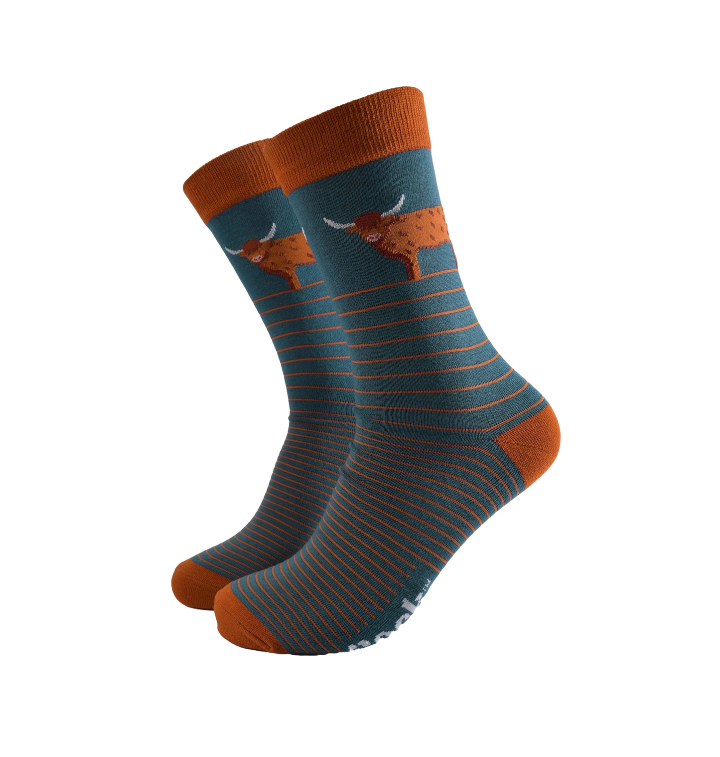 Highland Cow Orange Stripe – Herren Socken