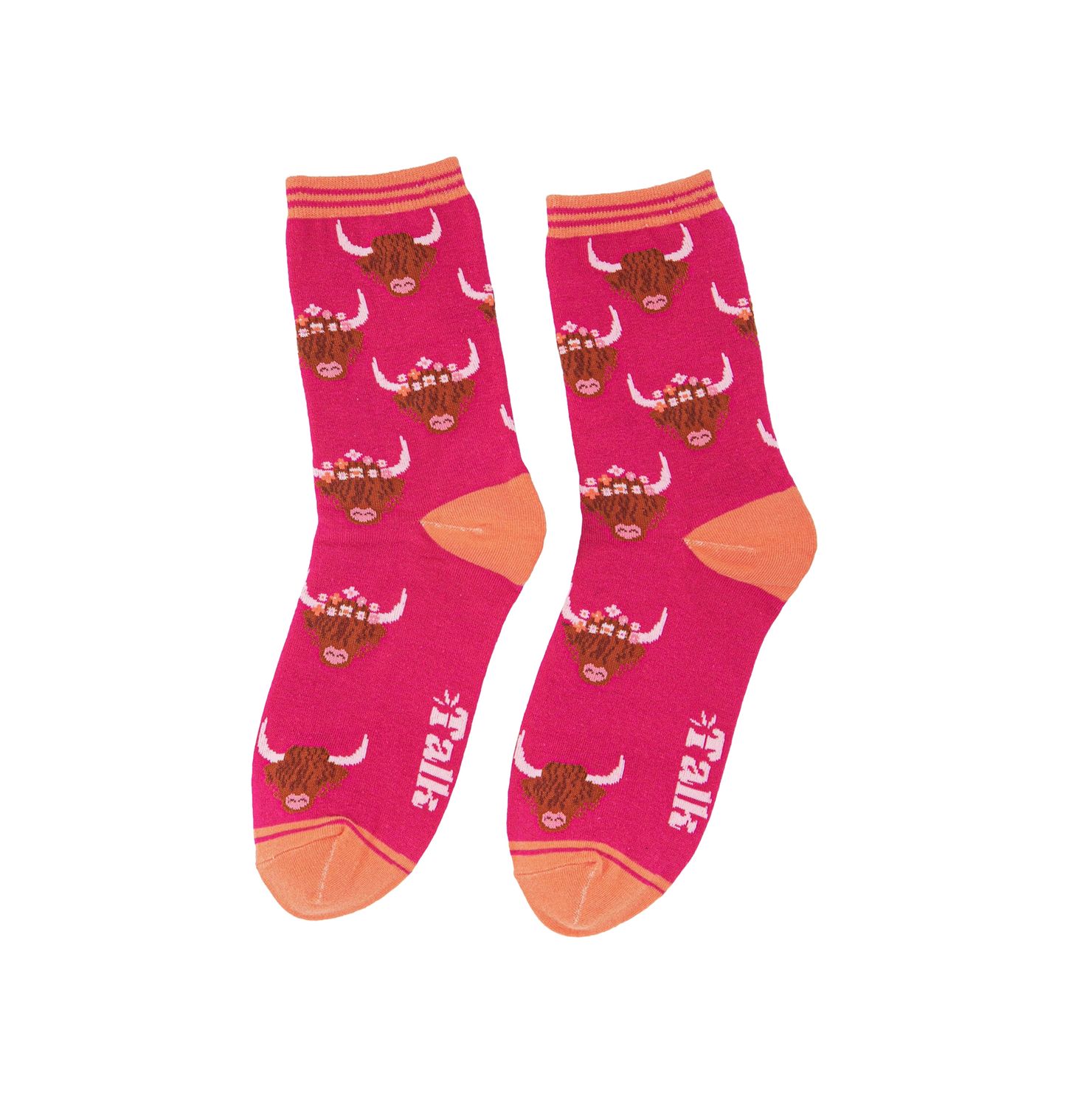 Highland Cow With Floral Crown – Damen Socken