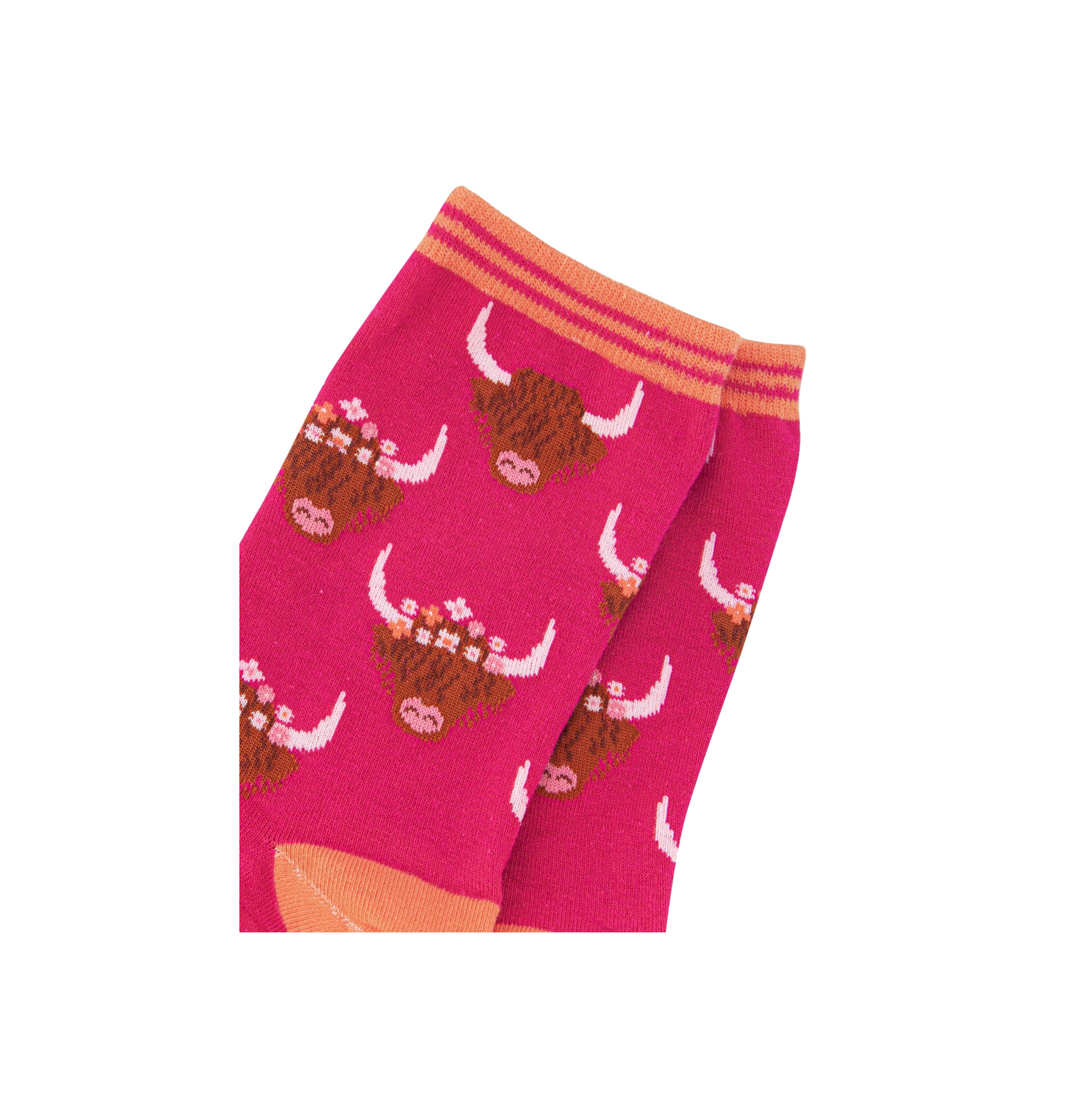 Highland Cow With Floral Crown – Damen Socken