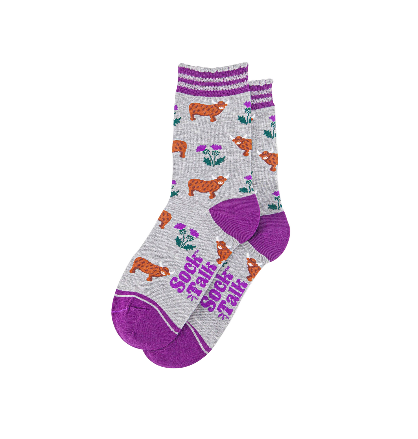 Highland Cow Thistles Grey – Damen Socken