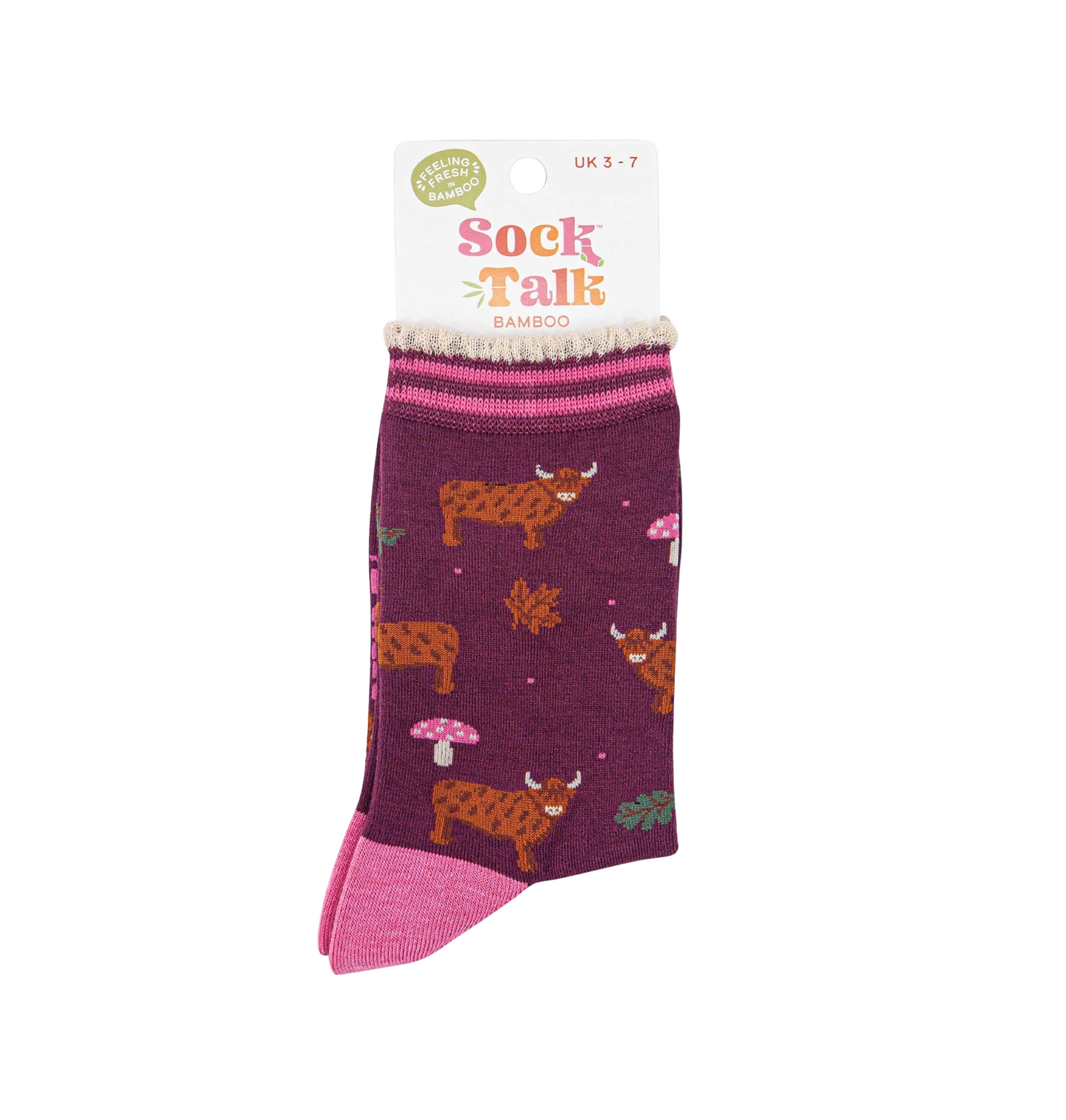 Highland Cow Toadstool Berry – Damen Socken