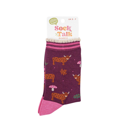 Highland Cow Toadstool Berry – Damen Socken